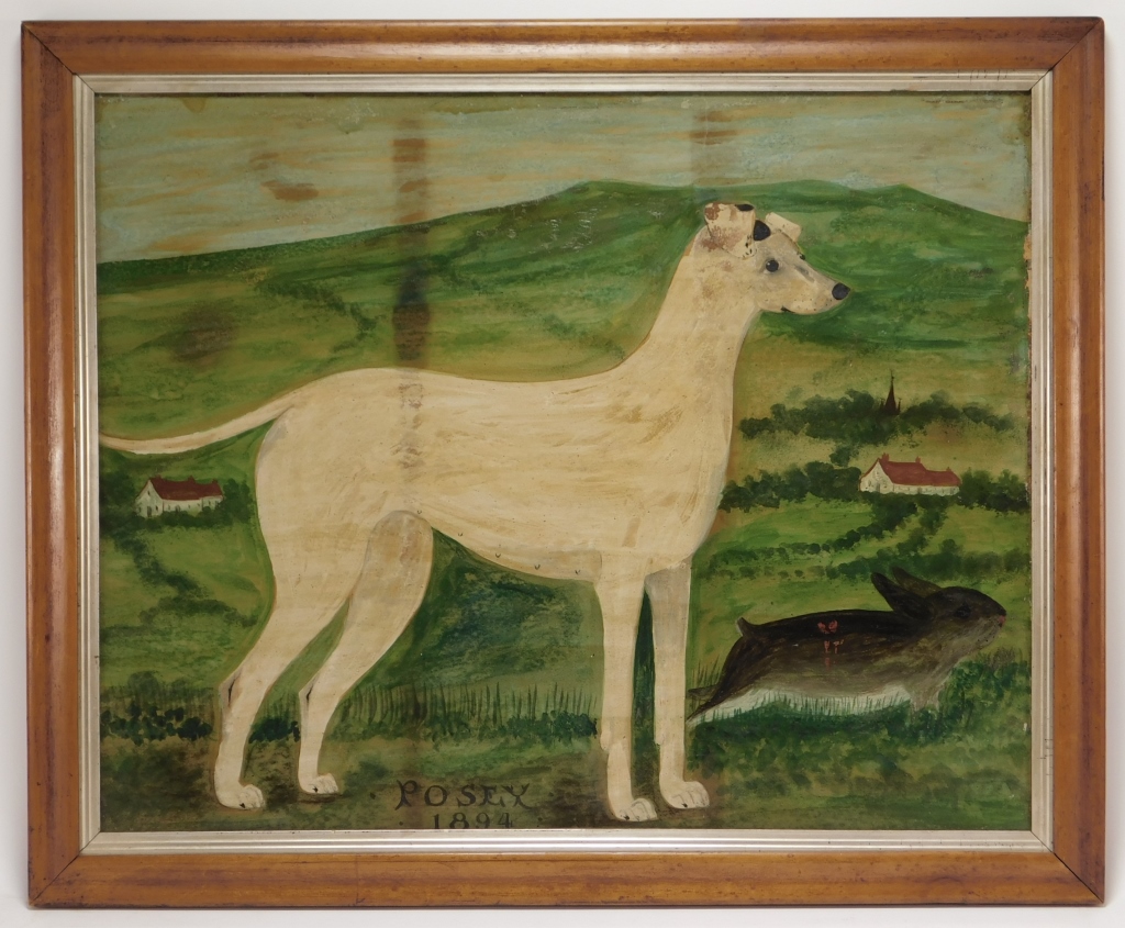 Appraisal: AMERICAN FOLK ART HUNTING DOG United States Depicts a white