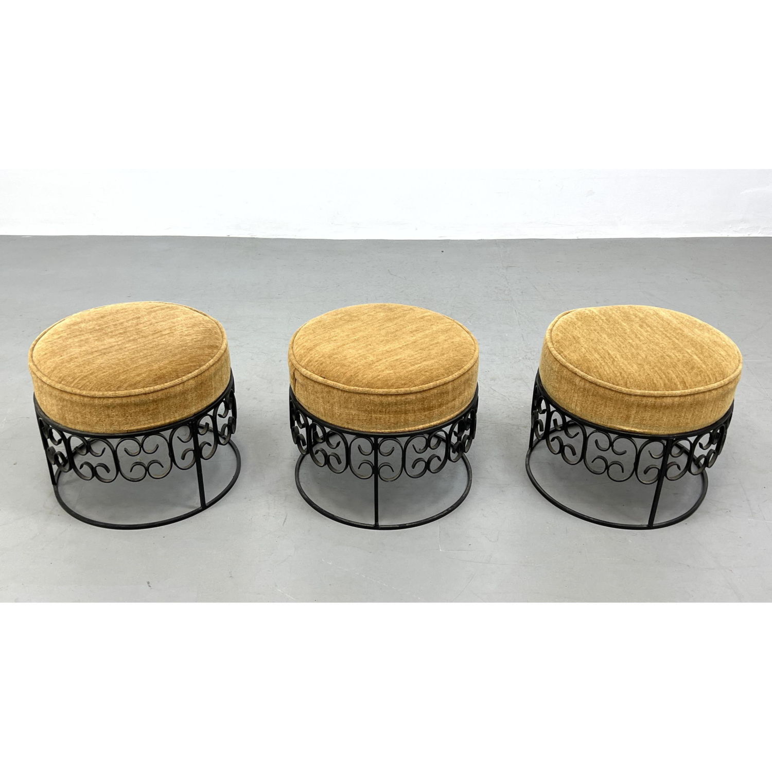 Appraisal: pc Set Stacking Umanoff Stool Ottomans Iron frame Dimensions H