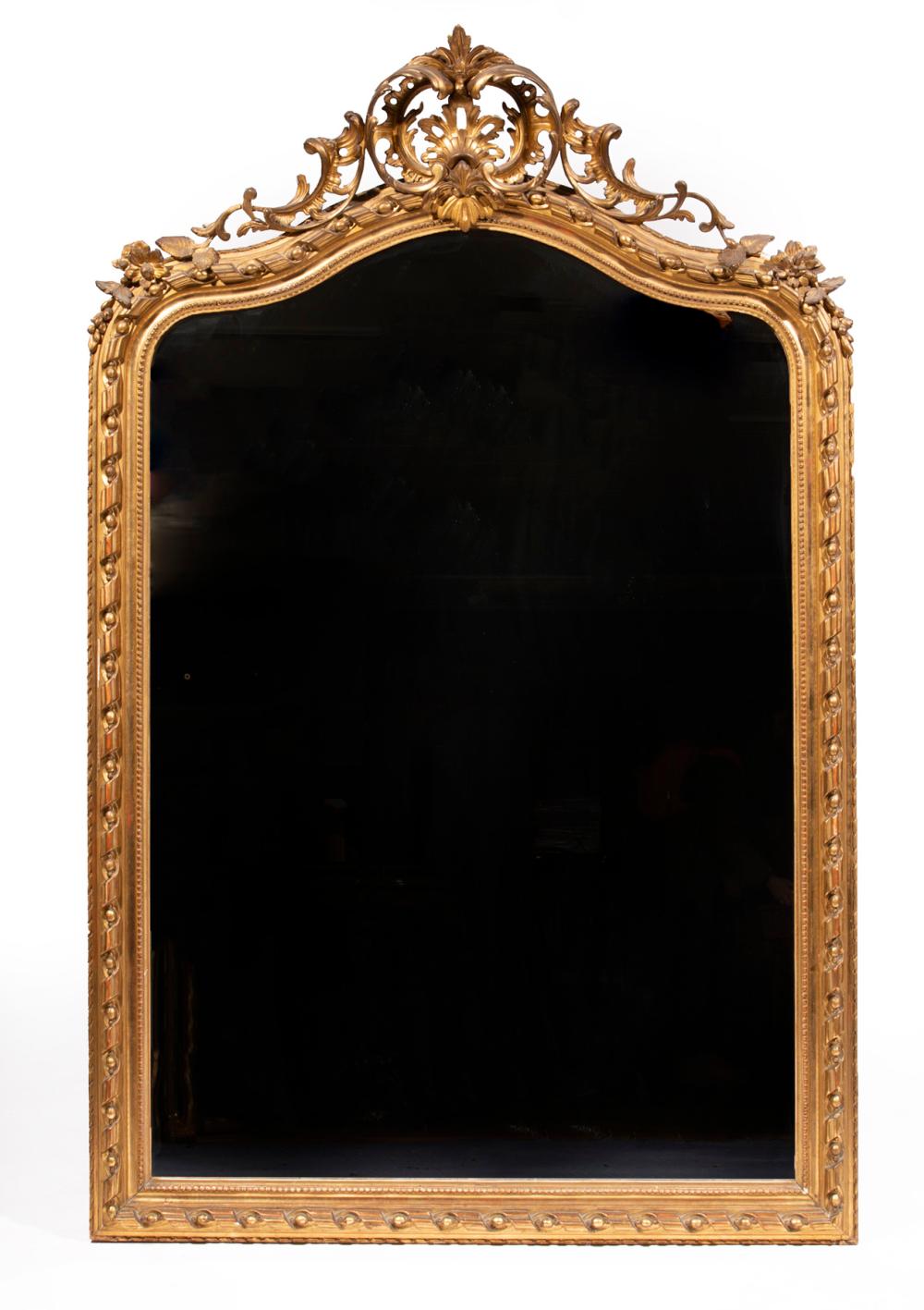 Appraisal: CONTINENTAL ROCOCO GILTWOOD OVERMANTEL MIRRORLarge Continental Rococo Giltwood Overmantel Mirror