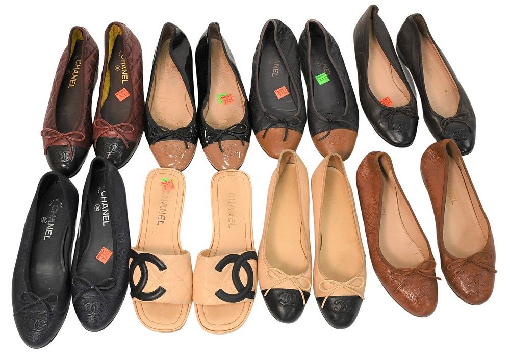 Appraisal: Eight Pieces of Chanel Ballet Slip Ons along with one