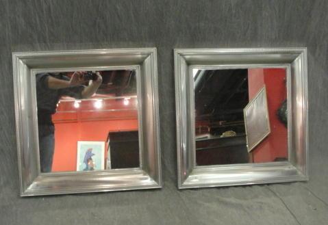 Appraisal: Pair of Square Silver Gilt Metal Framed Mirrors From a