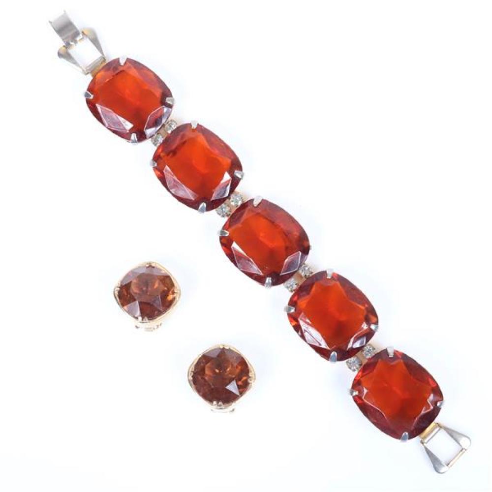 Appraisal: UNSIGNED S GIANT QUALITY TOPAZ CRYSTAL HEAVY FACETED JEWEL BRACELET