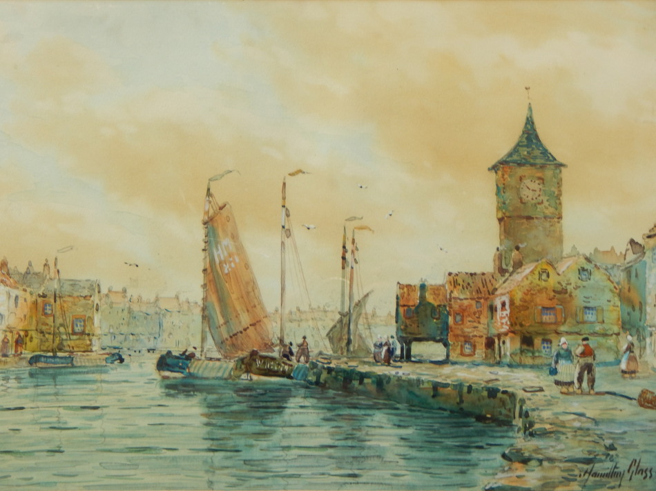 Appraisal: John Hamilton Glass - Harbour scenes watercolour signed cm x