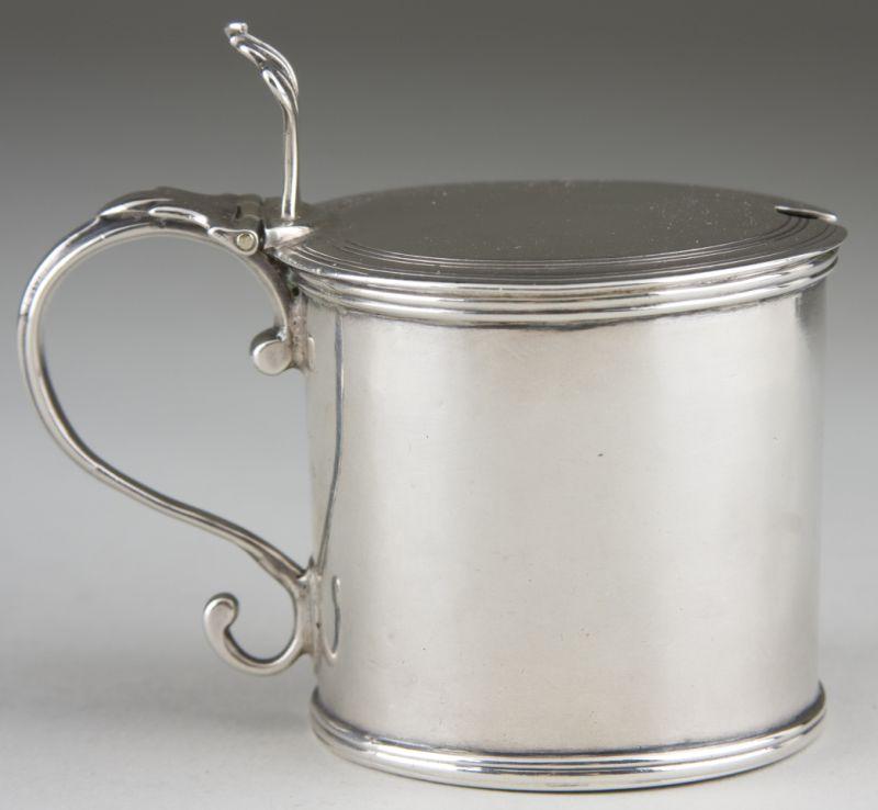 Appraisal: George III Sterling Silver Mustard Pot cylindrical form with hinged