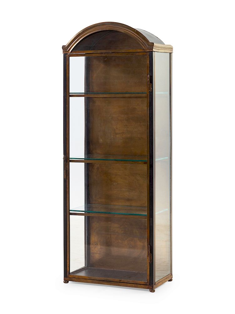 Appraisal: A French Steel Brass and Glass Vitrine Height A French