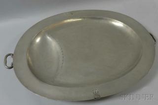 Appraisal: Large Pewter Warming Platter England th century wd dp in