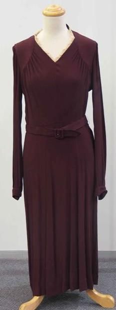 Appraisal: Afternoon dress in wine toned crepe with original belt and