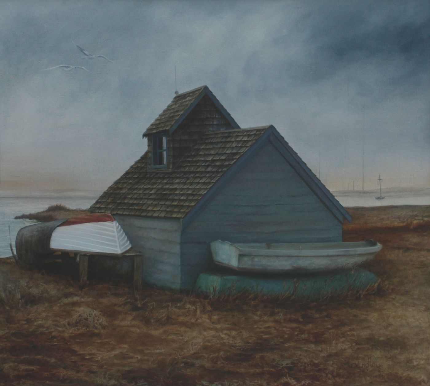 Appraisal: PETER QUIDLEYAmerican -The Boathouse Signed lower right Quidley Provenance Acquired