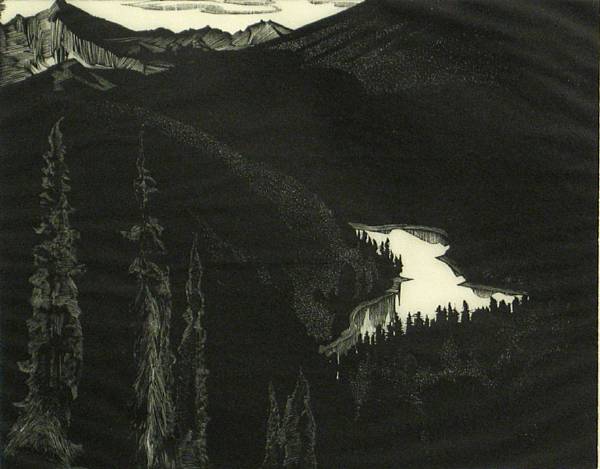 Appraisal: Walter J Phillips Vista Lake Wood engraving printed on japon