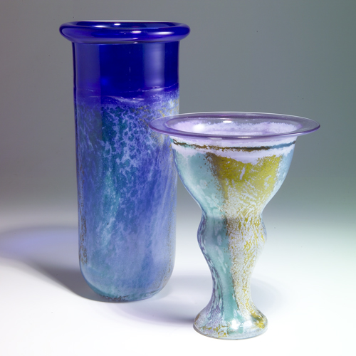 Appraisal: KJELL ENGMAN KOSTA BODA Two glass vases one lozenge-shaped in