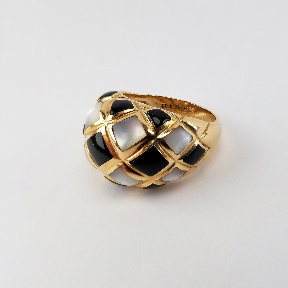 Appraisal: K 'KBN' Onyx Mother of Pearl Ring K 'KBN' Onyx