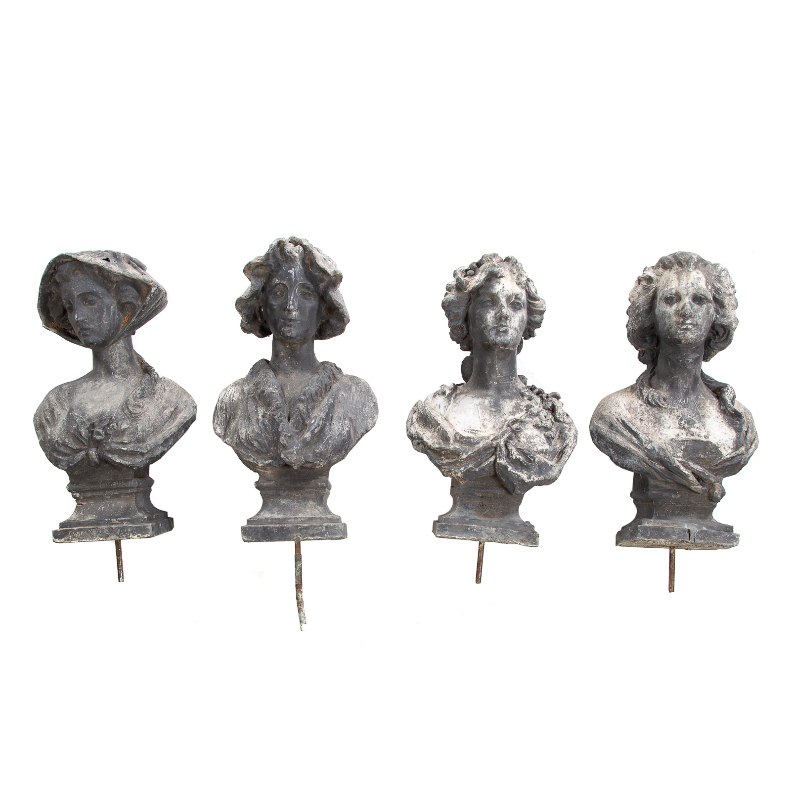 Appraisal: FOUR CONTINENTAL CAST LEAD FOUR SEASONS BUSTS Late th century