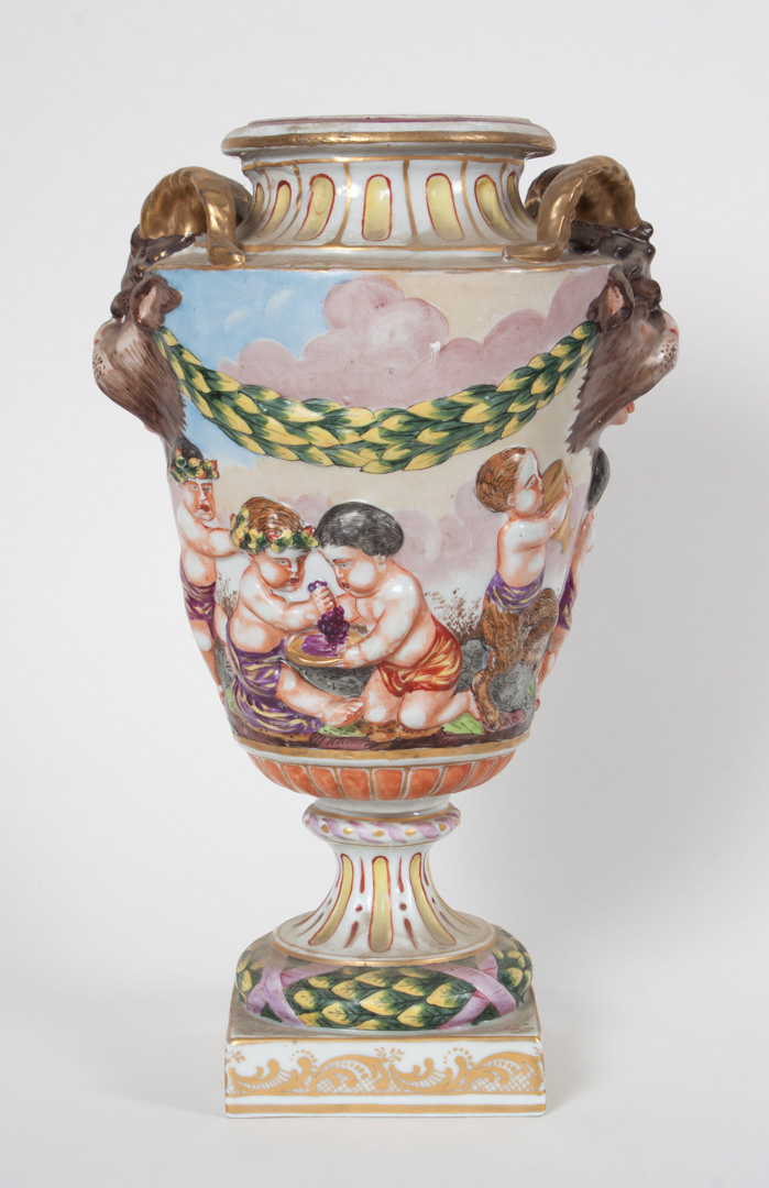 Appraisal: Capodimonte porcelain urn early th century with classical relief decoration