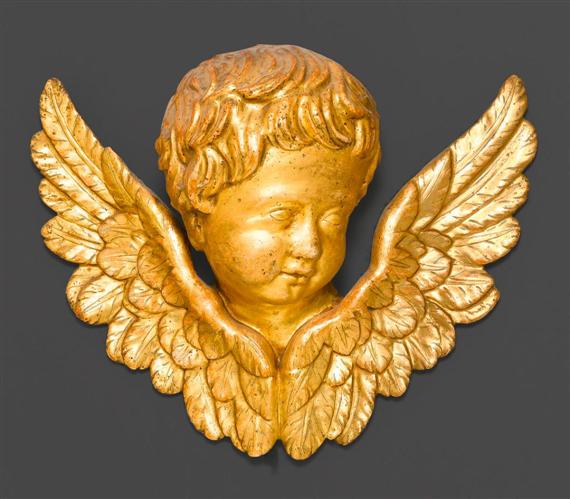 Appraisal: PAIR OF WINGED ANGEL'S HEADS late Baroque circa Carved verso