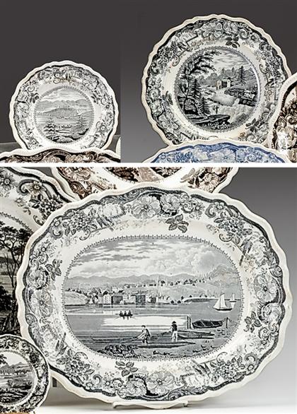 Appraisal: Three historical black transferware items james and ralph clews cobridge