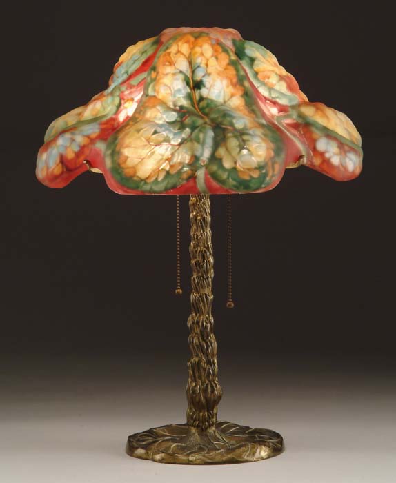 Appraisal: RARE PAIRPOINT BEGONIA TABLE LAMP Beautiful begonias in full bloom