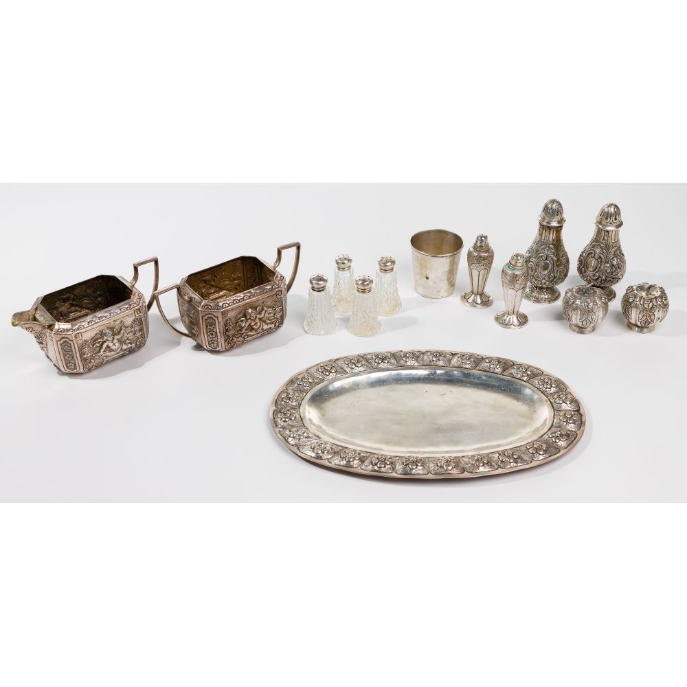 Appraisal: STERLING AND EUROPEAN SILVER OBJECT ASSORTMENT items including a Sanborns