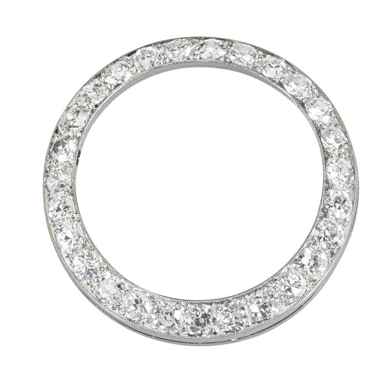 Appraisal: DIAMOND PLATINUM CIRCLE BROOCH Condition Report I-J VS-SI