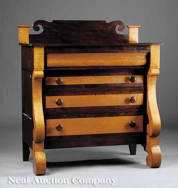 Appraisal: An American Late Classical Mahogany and Tiger Maple Chest of