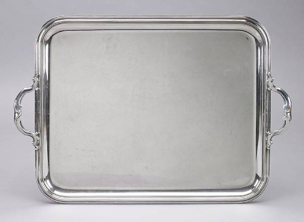 Appraisal: A French silver plate two handled tray Puiforcat Paris length