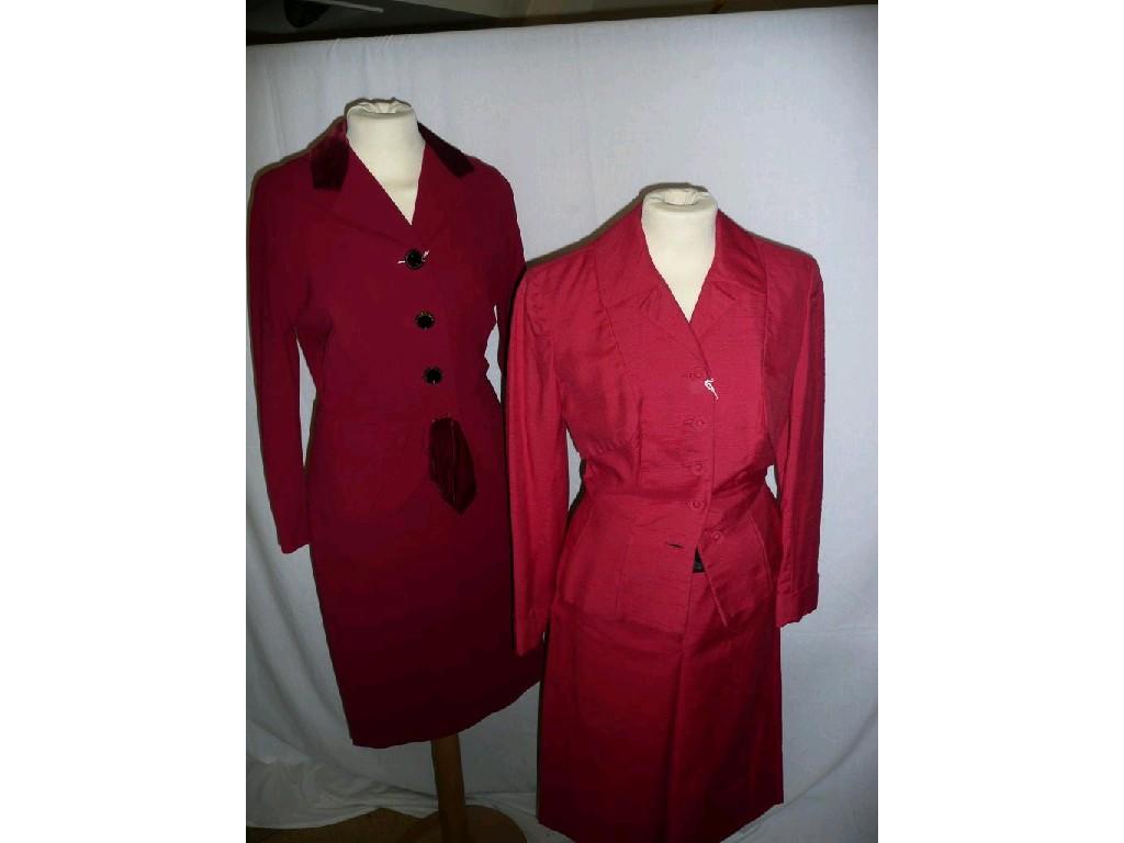 Appraisal: Betty Rose' red vintage lady's suit long sleeve with turnback