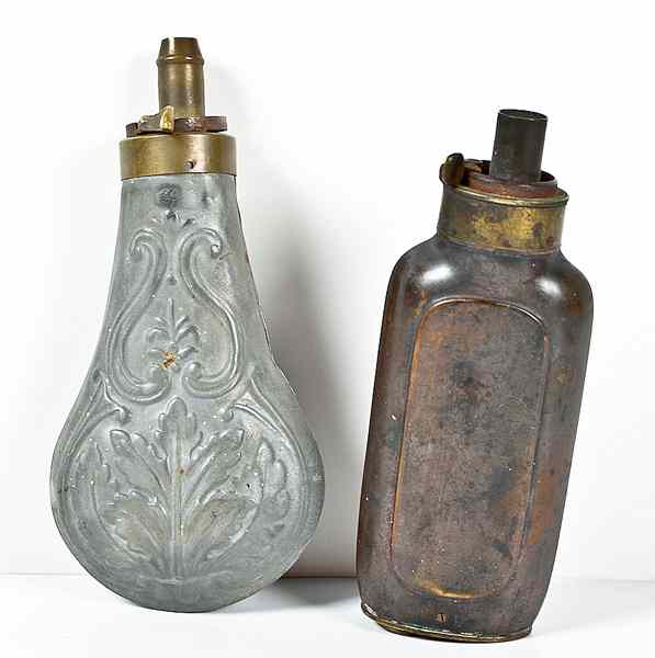 Appraisal: US Powder Flasks Lot of Two Lot includes one ''