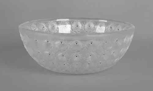 Appraisal: Lalique Nemours frosted glass bowl h dia