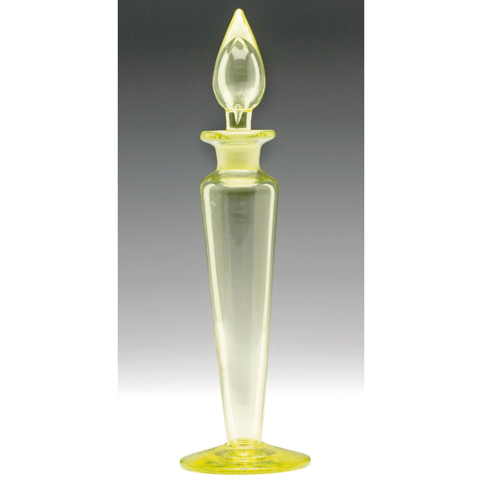 Appraisal: Steuben perfume bottle with stopper tapered form in Bristol yellow