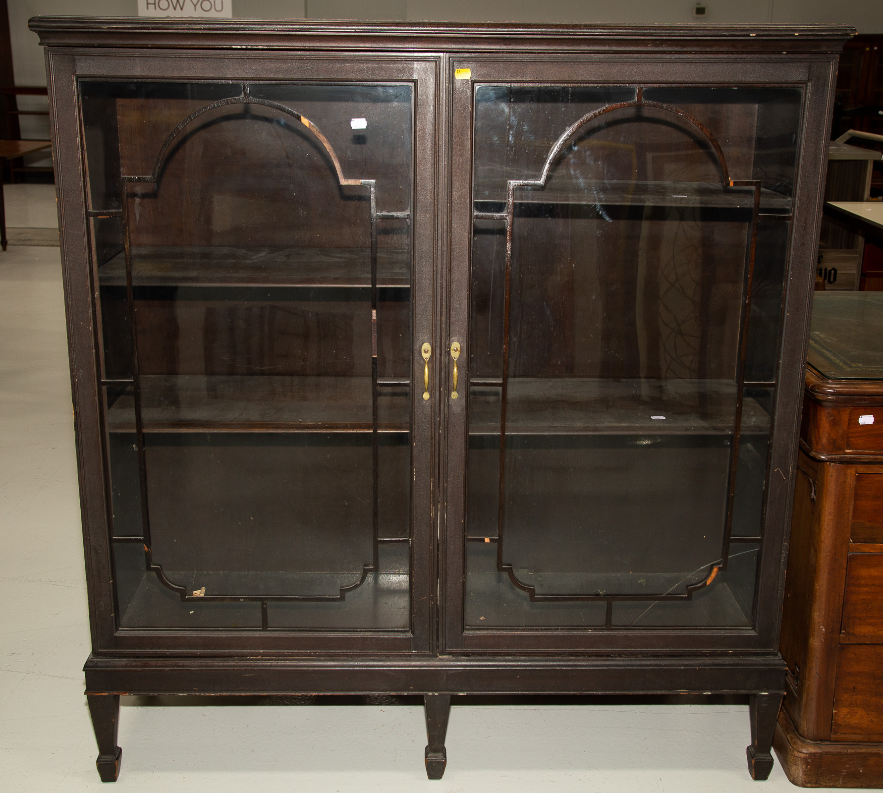 Appraisal: MAHOGANY GLASS DOOR BOOKCASE in H in W in D