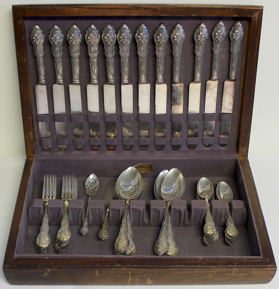 Appraisal: STERLING Unger Bros Narcissus Flatware Service Includes knives with stainless