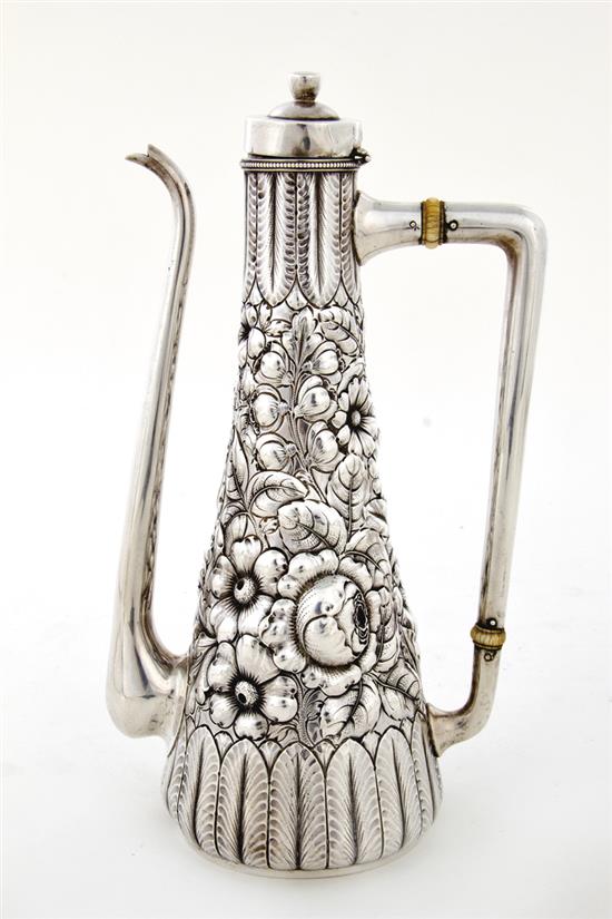 Appraisal: Gorham sterling coffeepot dated fine floral-chased and lotus leaf design