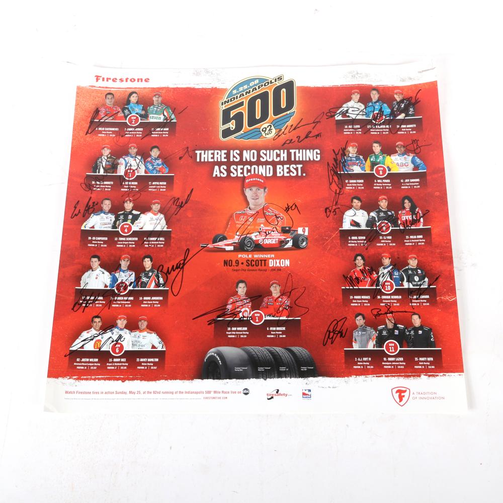 Appraisal: FIRESTONE INDIANAPOLIS POSTER AUTOGRAPHED BY DRIVERS Firestone Indianapolis Poster Autographed