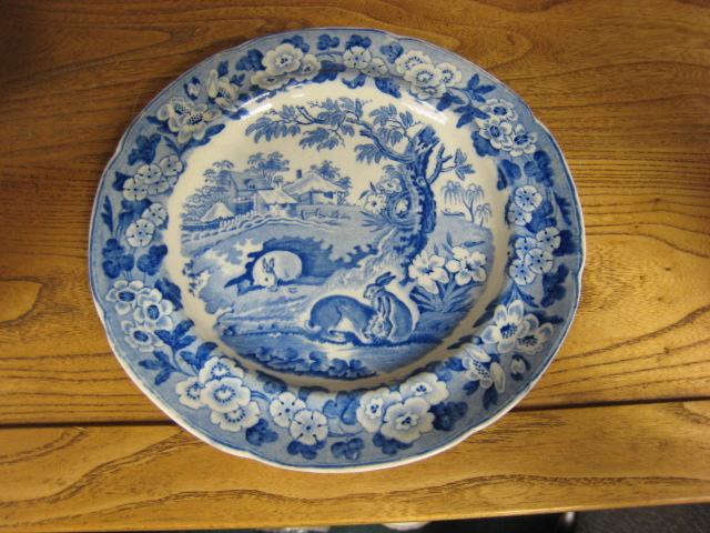 Appraisal: An English blue and white Plate printed rabbits and their