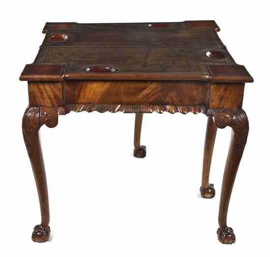 Appraisal: An Early George III Mahogany Card Table with squared outset