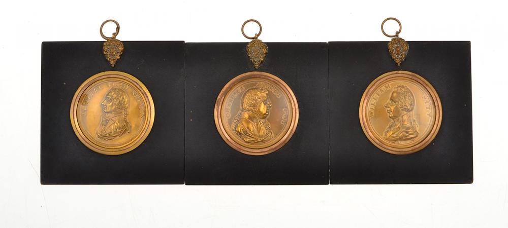 Appraisal: A COLLECTION OF THREE FRAMED BRASS SILHOUETTES TH CENTURY each