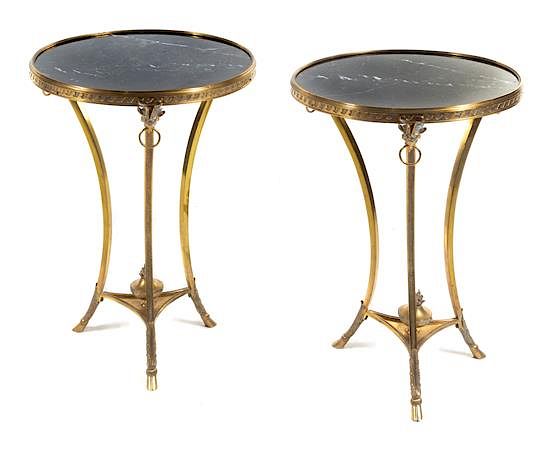 Appraisal: A Pair of Neoclassical Gilt Bronze Gueridons Height x diameter