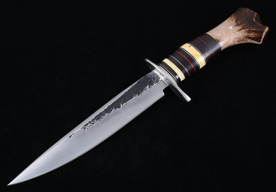 Appraisal: J Behring Jr Custom Stag Horn Bowie Knife Featured in