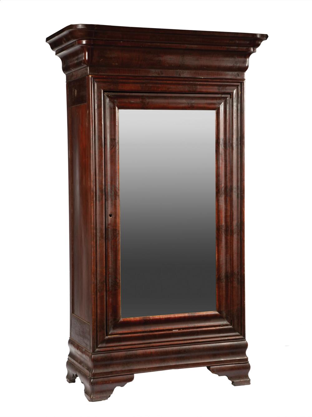 Appraisal: American Classical Mahogany Mirror-Door Armoire mid- th c ogee and