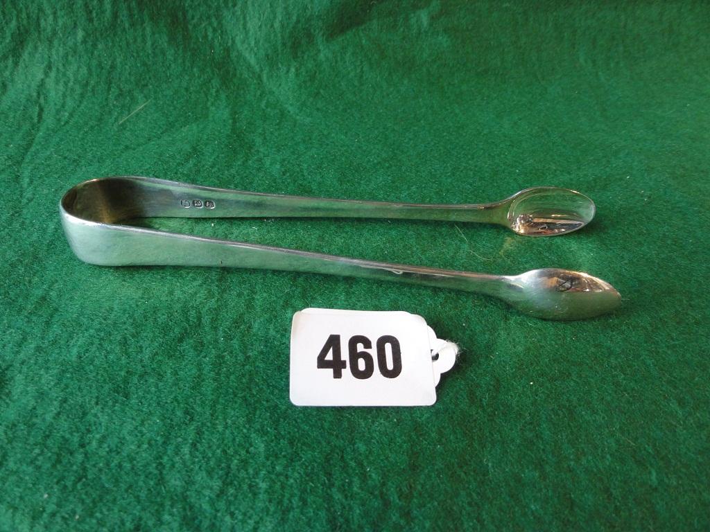 Appraisal: A pair of George III silver sugar tongs stamped GD