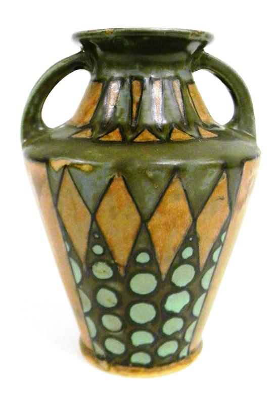 Appraisal: Quimper Odetta Deco style vase in olive green rust and