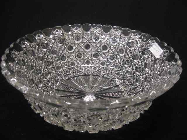 Appraisal: Cut Glass Bowl Russian pattern elaborate overall design fold-out rim