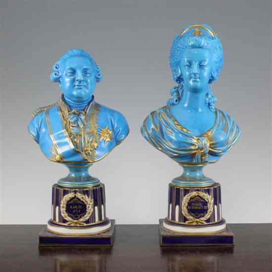 Appraisal: A pair of Sevres style porcelain busts of Louis XVI