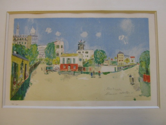 Appraisal: MAURICE UTRILLO after Montmartre Color lithograph x mm x inches