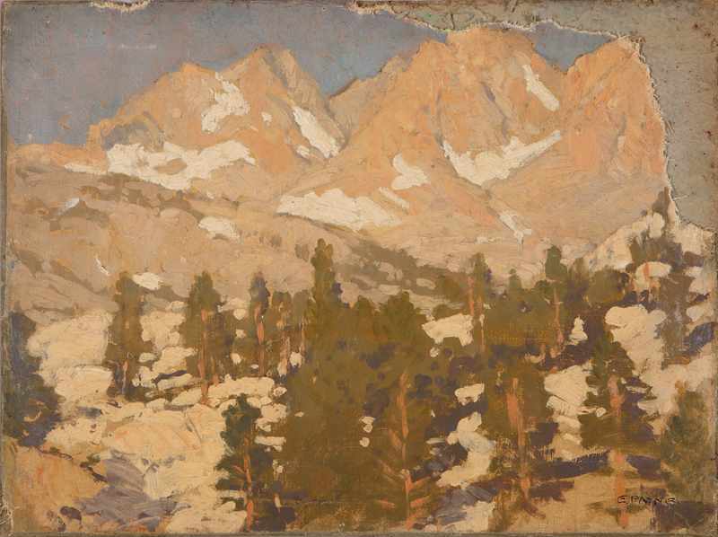 Appraisal: Sierra landscape unframed oil on canvas laid to artist's board