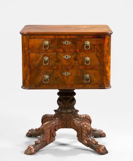 Appraisal: American Late Classical Mahogany Work Table second quarter th century