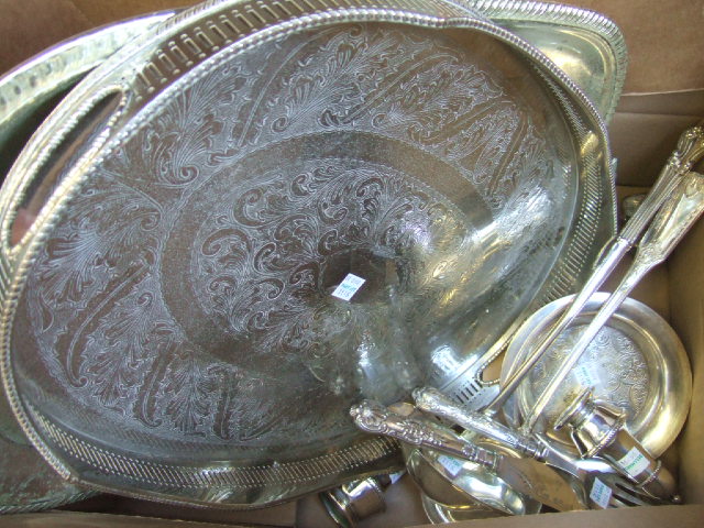 Appraisal: Plated wares comprising a rectangular twin handled tray an oval