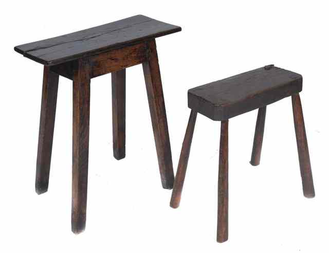 Appraisal: AN TH CENTURY OAK STOOL WITH RECTANGULAR TOP