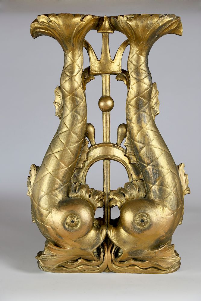 Appraisal: Gilt Wood Winged Dolphin Ornament Exclusive on Bidsquare Gilt Wood