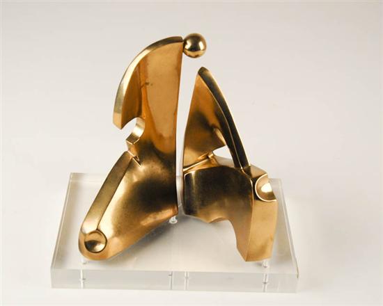 Appraisal: L Delo Brass Sculpture on Lucite Base signed l delo