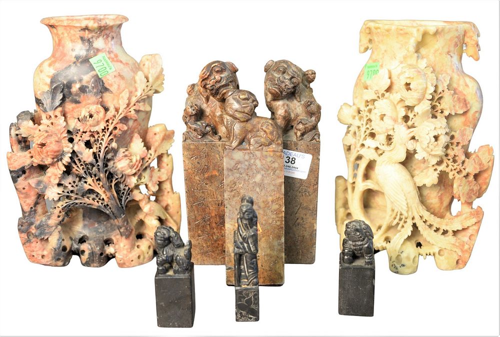 Appraisal: Eight Piece Chinese Group to include two pairs of carved